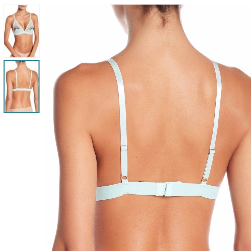 🔥Mesh Rainbow Patch Bra Bralette Teal Triangle - Picture 6 of 8